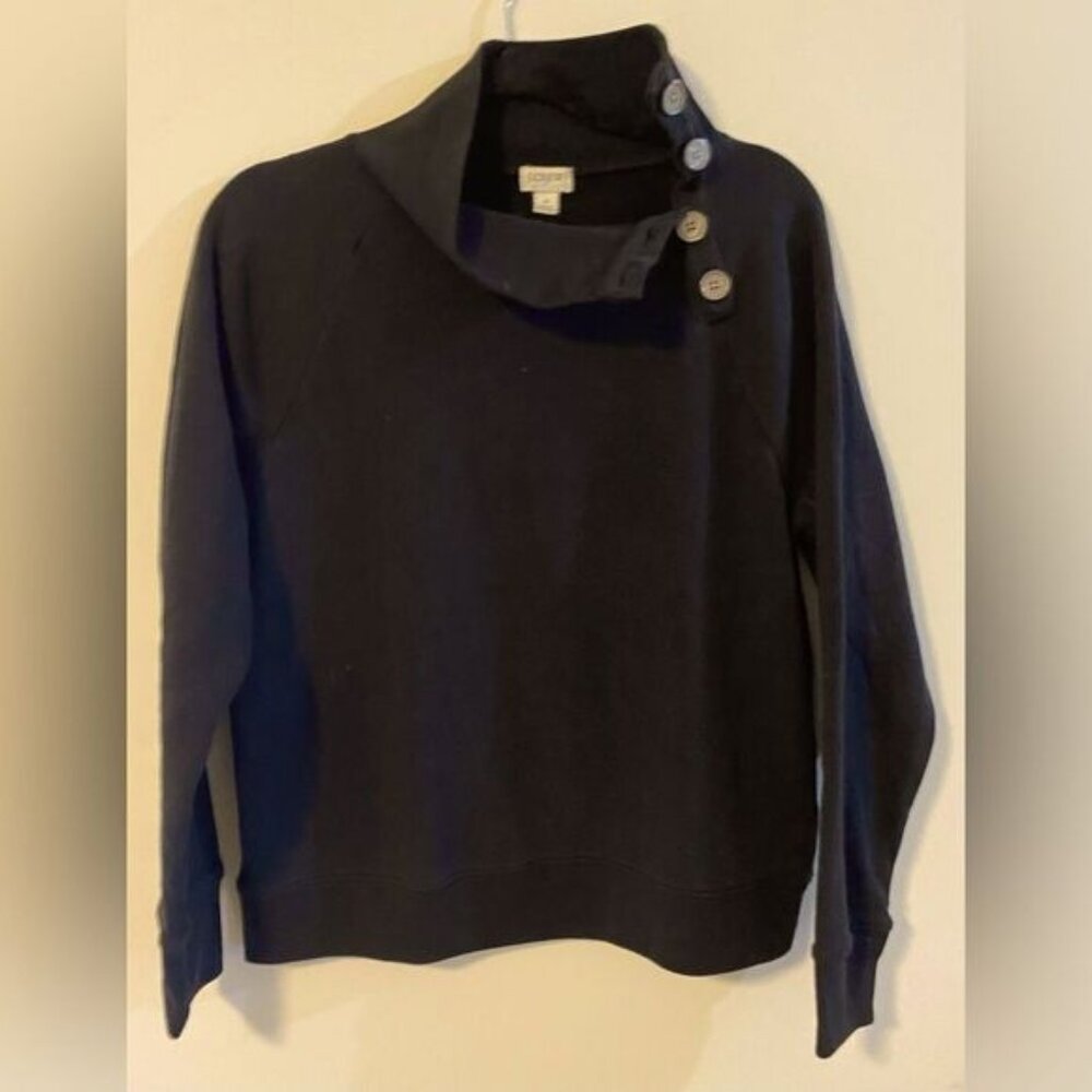J.Crew, Black, Sweatshirt w/a Side Button Collar, Size S